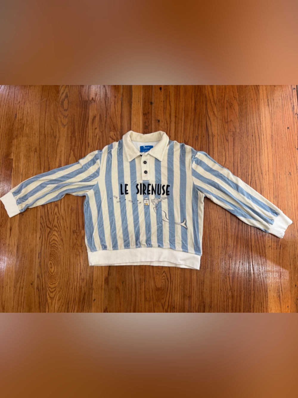 Emporio Sirenuse Blue & White Striped Polo Sweatshirt